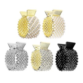 5 Pieces Of Grippers, Rhinestone Hair Clips, Hair Accessories For Girls, High Ponytail Holder, Hair Decoration Clips, Ponytail Grippers