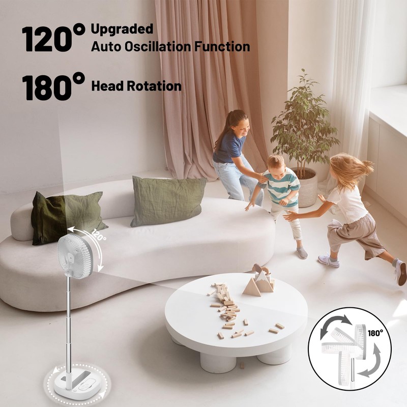 Dhenrio Portable Oscillating Pedestal Fan with Romote, 4 Speed 120°
