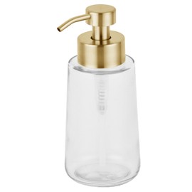 Lunestella Modern Foaming Glass Hand Soap Dispenser with Stainless Steel Pump, for Bathroom and Kitchen, Rust Proof, 17oz (Gold Pump)