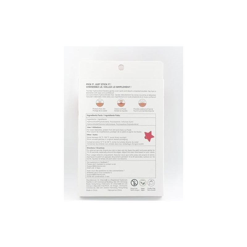 Parches para acne, 255 piezas, 5 colores y 5 tamaños