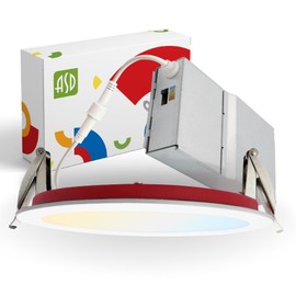 ASD Fire Rated Recessed Light 6 Inch, 5 Colors 2700K/3000K/3500K/4000K/5000K, 1150 Lumens, 2 Hour Fire Rating, Ultra Thin Dimmable Canless Downlight, No Tenmat Needed, Wet and IC Rated, ETL