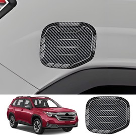 LUNQIN Chrome Carbon Fiber Style Kit Car Fuel Gas Tank Decor Cap for Subaru Forester 2025 Auto Exterior Decorations Accessories Gasoline Protection Door Panel Trim Cover