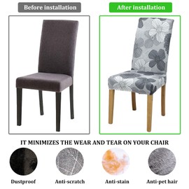 Aisprts Chair Covers for Dining Chairs 6, Dining Chair Covers Set of 6, Elastic Dining Room Chair Covers, Removable Washable Chair Cover with Backrest for Home Decor, Kitchen, Hotel, Party