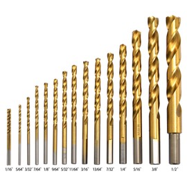 HUAZHICHUN Titanium Twist Drill Bits Set - 16 Pieces Premium 4341 HSS Titanium Hex Drill Bits for Wood, Plastic, Aluminum Alloy, Quick Change Design, 1/16-1/2 Inch