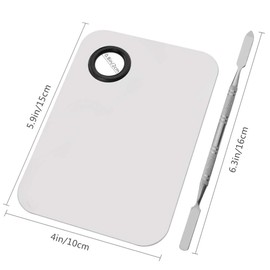 Sinen Professional Stainless Steel Makeup Palette Cosmetic Palette with Spatula Tool For Nail Art Eye Shadow Eyelash Makeup Professional Pigment Blending（6 x 4 Inch Sliver）