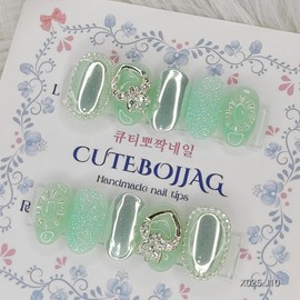 Mint Mary Handmade Nail Tips - Square M / 민트 메리 수제네일팁 - 스퀘어M