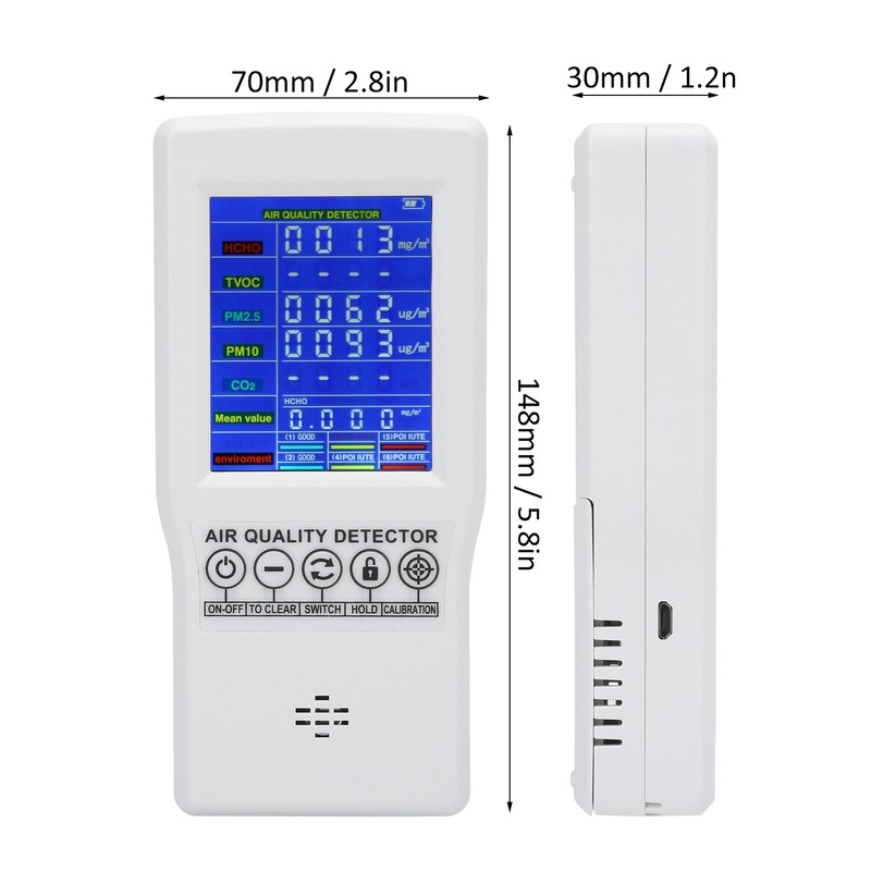 Precise Carbon Dioxide Detector PM2.5 PM10 CO2 Formaldehyde Digital Monitor