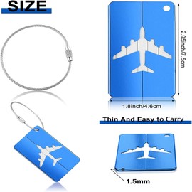 8PCS Aluminium Metal Luggage Tags, Airplane Shipping Tags Business Card Holder ID Bag Tags Suitcase Tags for Travel Baggage Identifier