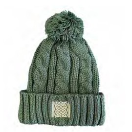 Patrick Francis Irish Green Cable Knit Bobble Hat Celtic Head Accessories for Women Cold Weather, 100% Acrylic