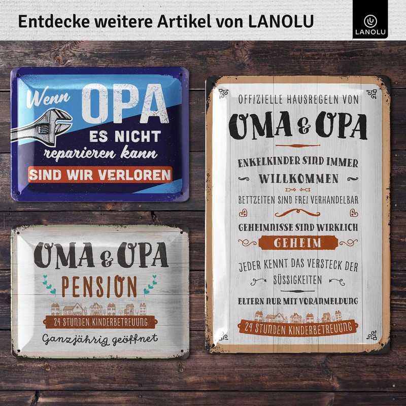 LANOLU Retro Blechschild OPAS SERVICE - Schild Werkstatt OPA -