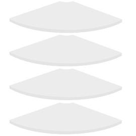 Homode Corner Floating Shelves, Set of 4 Round Corner Shelf Wall Mount with Cord Hole, 12 Inch Wood Curved Hanging Shelf for Cable Box, Speaker, TV Cords, Books, Plants, White