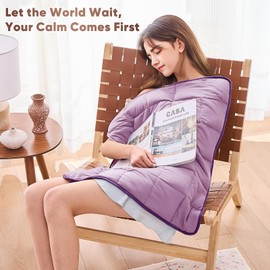 Purple Weighted Lap Blanket for Adults 5lbs, 29"x33" Cooling Heavy Blanket, Portable Travel Weighted Blankets, Soft Small Blankets for Sleeping