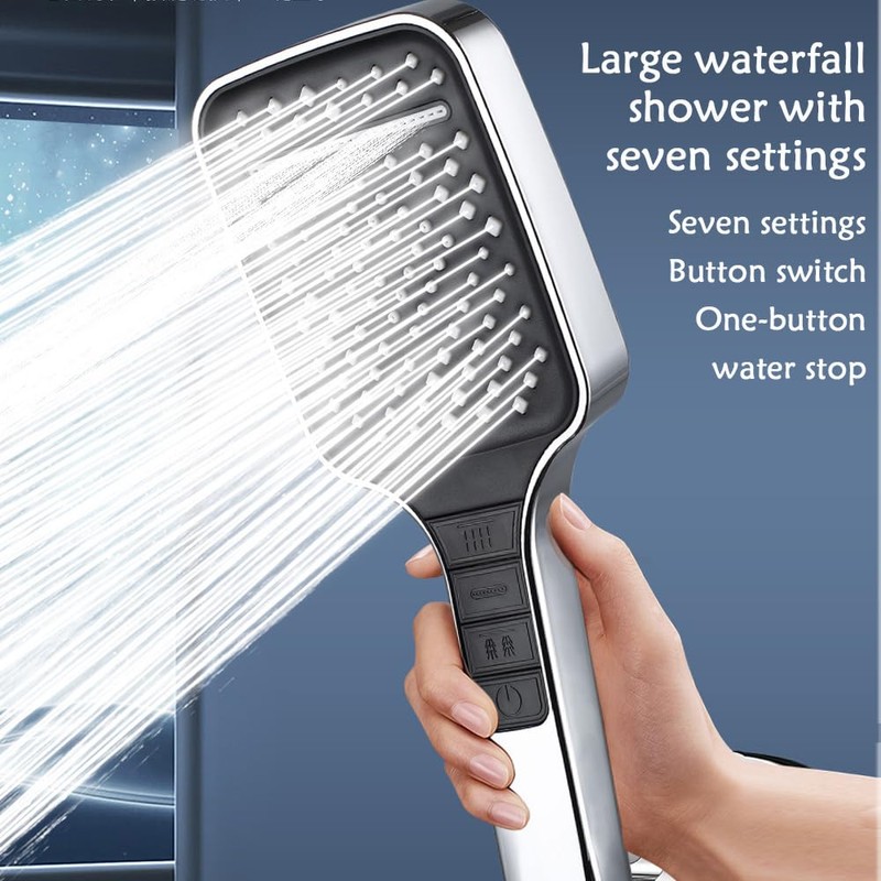 Shower Head, Water Saving with Stop Button, Hand Shower, Pressure