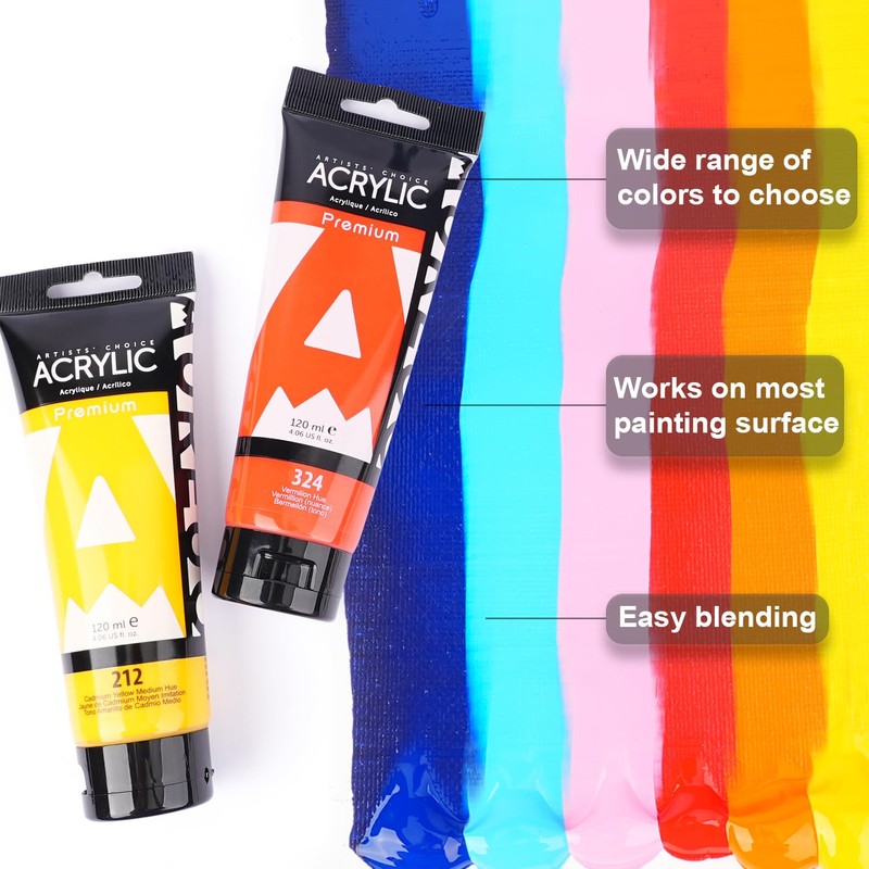 AUREUO Acrylic Paint Cadmium Yellow Medium Hue 120ml Tube -