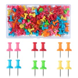VAPKER Push Pins Tacks 120Pcs Solid Multicolored Thumb Tacks Larger Size Pin Map Tacks Plastic Head with Steel Point for Bulletin Board
