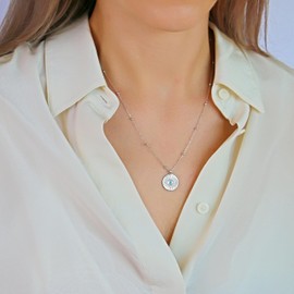 Evil Eye Necklace on Cable Chain | 1.5 cm Third Eye Pendant | Genuine 925 Sterling Silver Necklace | Hypoallergenic | Protection Jewelry for Women | Adjustable 17” Cable Chain with 3” Extender, 18