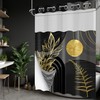 DLTAY Black and Gold Hookless Shower Curtain with Snap in