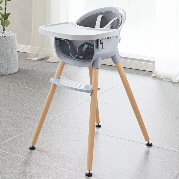 Fodoss Convertible Baby High Chair with Wood Legs and Removable