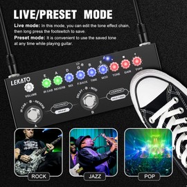 LEKATO LEKATO Multi Effects Guitar Pedal, with IR Loading 9 AMP Models, Delay Reverb Distortion Overdrive Pedal, Rechargable Electric Guitar Effects Multi Pedal Support Recording,Bluetooth 5.0
