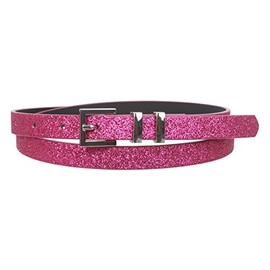 beltiscool Ladies 5/8" Glitter Dress Skinny Belt, Hot Pink | M/L - 36"
