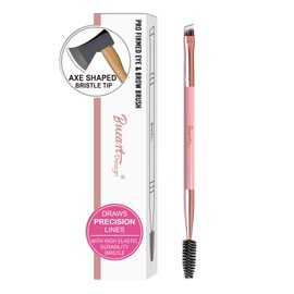 Bueart Design Cepillo Doble Para Cejas Y Pestañas Con Forma De Cuchilla, Profesional, Delineador De Ojos Y Cepillo De Rímel En Forma De Espiral (Rosa Y Oro Rosa)
