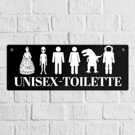 Unisex Toilet Metal Sign L in Black 10.5 x 28 cm Funny Tin Sign Toilet for Multiple Genders with Funny Icons a Toilet for Men and Women and Everything Other Metal Sign L in 10.5 x 28 cm XL Du besitzt