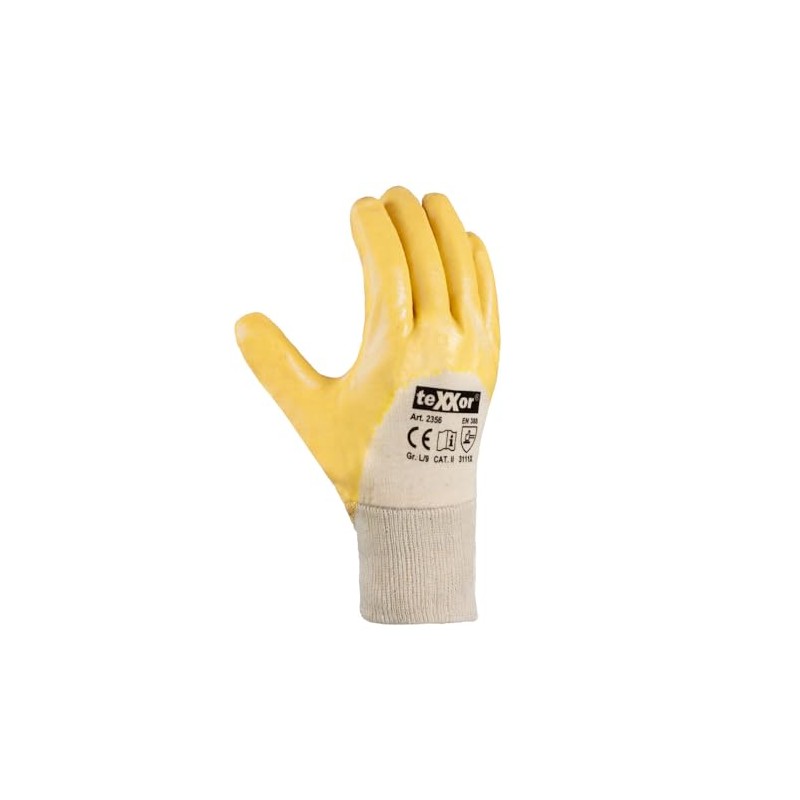 texxor Pack of 12 Nitrile Gloves 2356, Knitted Cuff, Pack
