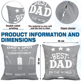 Neer Christmas Dad Gifts Set Include 17.72 x 17.72 Inch Cushion Cover Double Sided Throw Pillow Cover with Pockets, Black Socks for Men Daddy Birthday Father's Day Funny Gifts from Daughter Son
