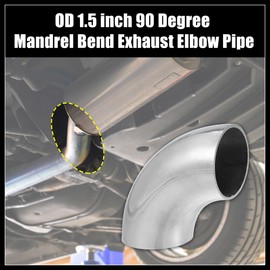 Hihaha 2pcs OD 1.5 Inch 90 Degree Mandrel Bend Elbow SS304 Stainless Steel Bend Tube Exhaust Elbow Pipe for Car Modified Exhaust System 1.5" Piping Silver Tone Durable Material