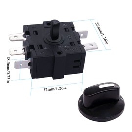 Taiss 2PCS Rotary Switch 125/250VAC 16A 4 Position 3 Speed Universal Speed Selector Heater Rotary Switch with Knob F035