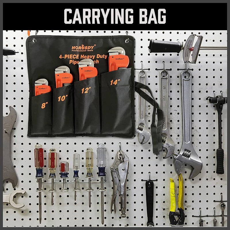 HORUSDY 4 Pack Heavy Duty Pipe Wrench Set, Adjustable 8"