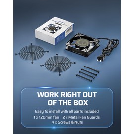 DEWENWILS 120V AC Fan, Waterproof Exhaust Fan 120mm, 13W 2800RPM 60CFM, DIY Cooling Fan for Refrigerator, Computer Case, Compressor Engine, Generator, UL Listed
