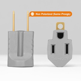 LYOOWNG (3 Pack) 3 Prong to 2 Prong Adapter, Non Polarized 3 Pin to 2 Pin Power for Wall Outlets Plugs, Grounding Converter Adapter, Gray (Same Prongs)