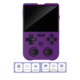 XU10 Handheld Game Console with Built-in 10,000 Games, 3.5-inch IPS Screen Linux System RK3326S Chips Portable Retro Nostalgic Game Console - 64G (Purple)