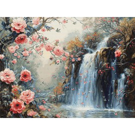Luca-S Cross Stitch Kit Gold - Crystalline Waterfall, B708, Counted Cross Stitch Kit for Adults, Needlecraft and Embroidery Kit
