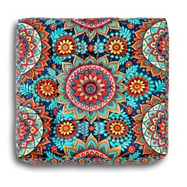 COZY TRENDS Handmade Thick Floor Pillow Cushion for Fireplace Yoga MeditationLiving Room Sitting - 20X20X4 Inches (Blue)