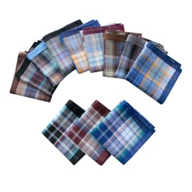 Mens Handkerchief 100% Soft Cotton Handkerchief Classic Plaid Pocket Squares Assort 6PCS