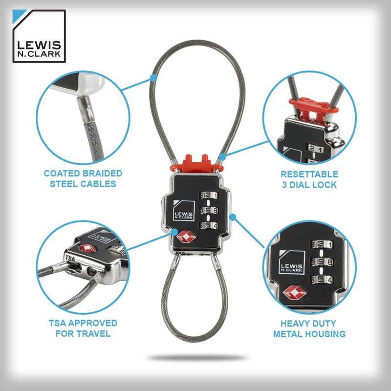 Lewis N. Clark Triple Security Lock - Resettable Combination Lock,