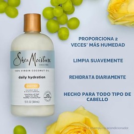 SheaMoisture Champú de hidratación diaria para todo tipo de cabello, 100% aceite de coco virgen, sin sulfatos, 13 onzas