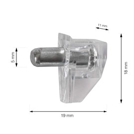 LouMaxx LouMaxx Bodentr?ger 5mm Kunststoff transparent mit Stahlstift, 50 Stck C Einlegeboden Halter - Regalbodentr?ger C Regalstifte C Fachbogentr?ger - aus massivem Stahl