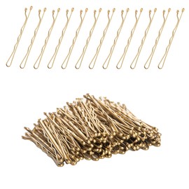 FATASH 150Pcs Hair Grips Clips Bobby Kirby Pins - Secure Hold for Women and Girls - Waved Slides, Curved Hair Pins - Decorative Hair Bun Pins - Gold