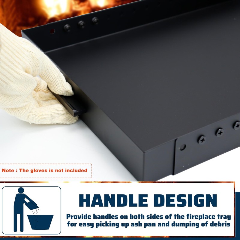 Pearwow Rectangle Fireplace Tray Small Size,13" Front to Back Adjustable