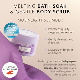 Plantopia Bath Soak & Body Scrub - Sleep Promoting Ashwagandha & Sandalwood - Relaxing Bath Soak & Skin Exfoliator - Aromatherapy Essential Oil Blend - Vegan Cruelty Free, 200g