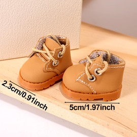 Lyreh Mini Doll Shoes, 1.97x0.91 Inch PU Leather Sneakers for Plush Doll Cute Fingerboard Shoes Toy Outfit Accessories (Yellow)