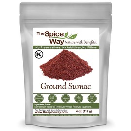 The Spice Way - Pure Ground Sumac Spice, No Salt, no GMO, no Irradiation, Sumac Seasoning Powder (resealable bag) (Sumak) - Size: 4 Oz