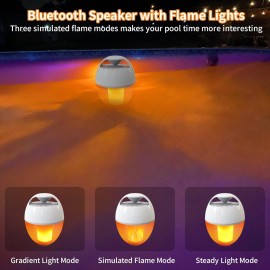 KingSom Floating Bluetooth Pool Speakers with Flame Lights,360° Surround Stereo Sound