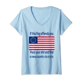 Womens Offensive Betsy Ross Flag Shirt V-Neck T-Shirt