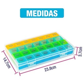 Pastillero Mensual 28 Compartimentos | Organizador de Medicamentos 1 Toma al Día - Caja Semanal 4 Semanas Libre BPA