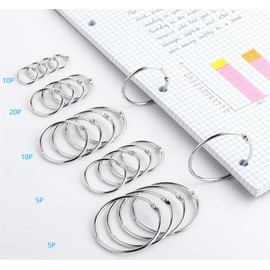 AMOSTBY Loose Leaf Binder Ring,50Pcs Assorted Sizes (0.8,1,1.2,1.5,2 Inch) Nickel Plated Steel Rings for Index Cards, Rings for Flash Cards，Classromm,Office,Home Decor