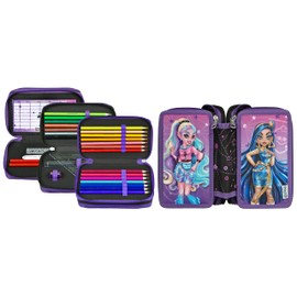 Scooli - Tripledecker Monster High - Filled pencil case with high-quality pens & accessories - Ideal for school, leisure and on the go - from 6 years